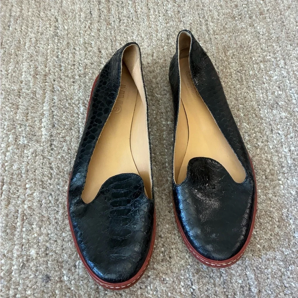 MM6 Maison Margiela Women’s Snakeskin Loafers in Black US 6.5 EU 37 Quiet Luxury